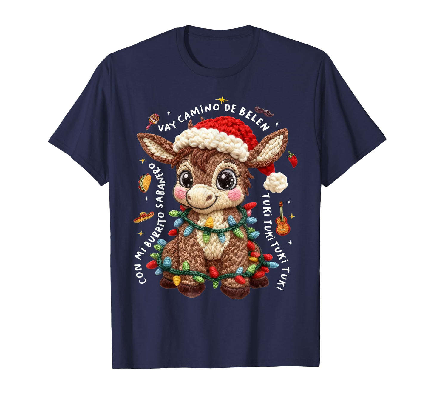 Retro Mexican Christmas Donkey Spanish Teacher Xmas Costume T-Shirt
