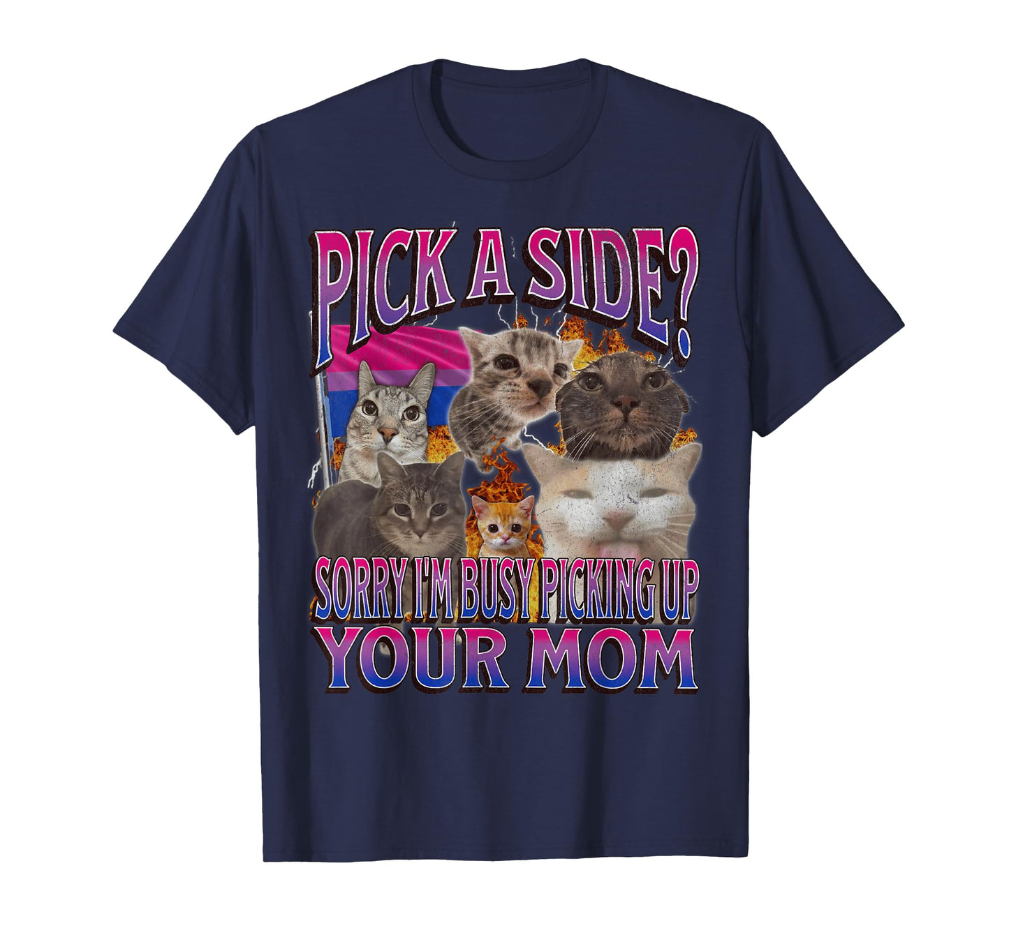 Pick A Side? Funny Bisexual Lgbtq Cat Meme Bootleg Graphic T-Shirt