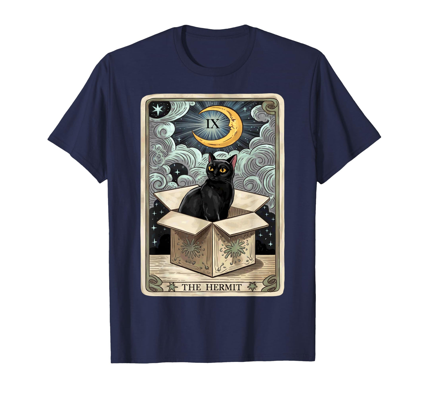The Hermit Tarot Card Cat In Box Mystic Funny Cat Esoteric T-Shirt