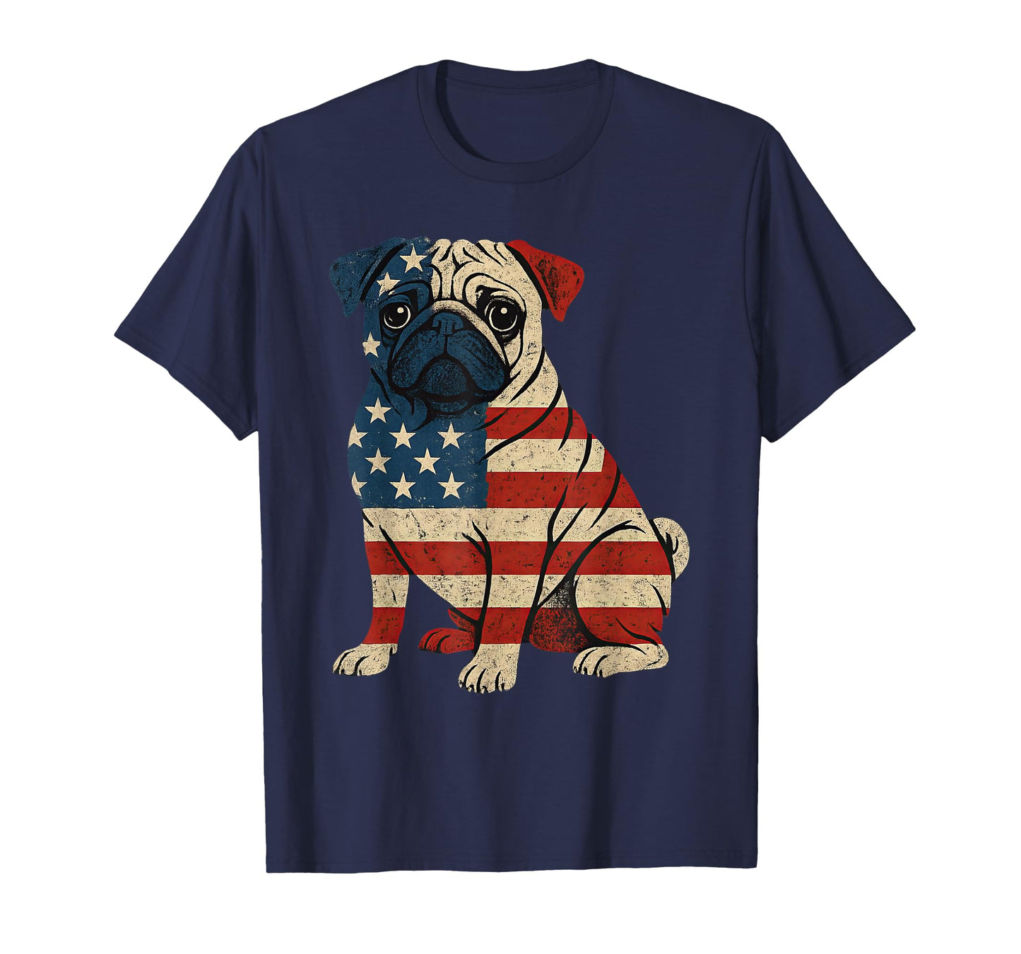 American Flag Dog Pug 4th Of July T-Shirt
