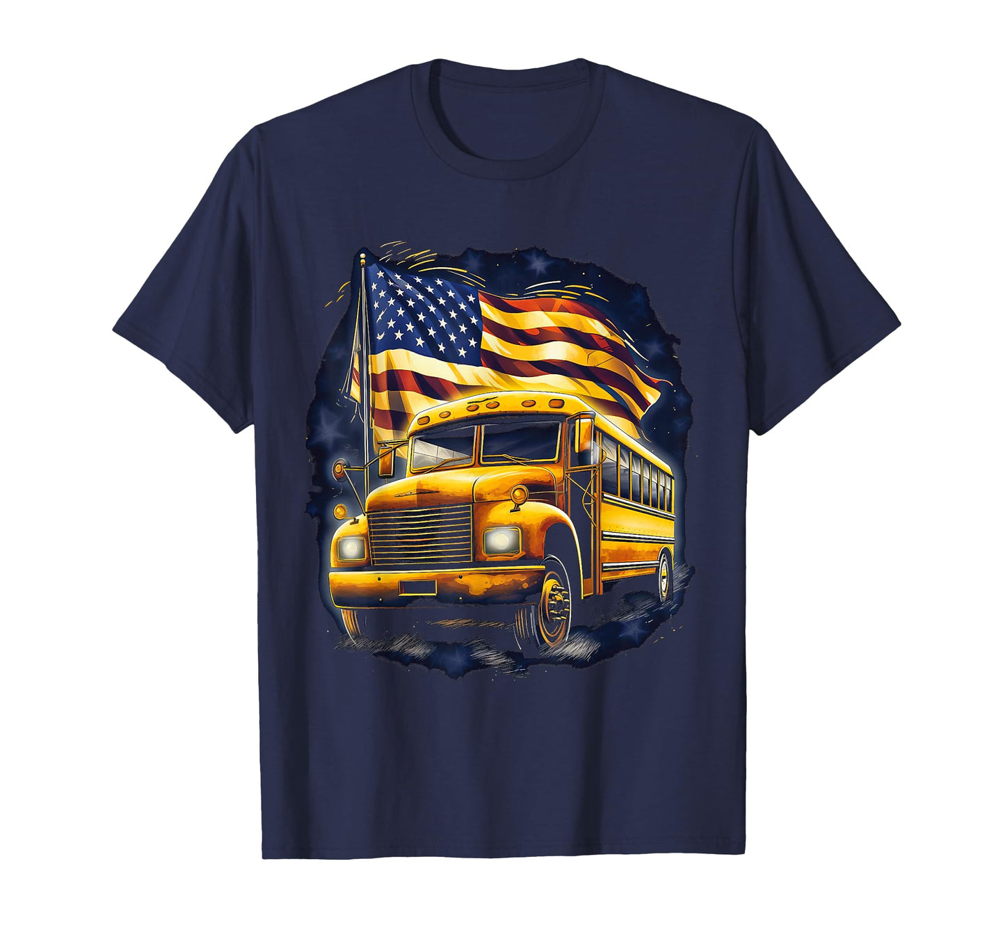 School Bus Driver USA American Flag Funny Bus Driver T-Shirt