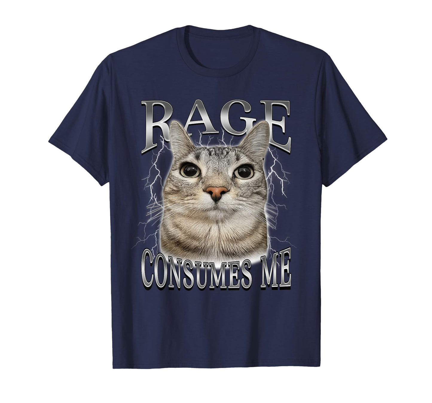 Rage Consumes Me Funny Silly Staring Cat Meme Women Men T-Shirt