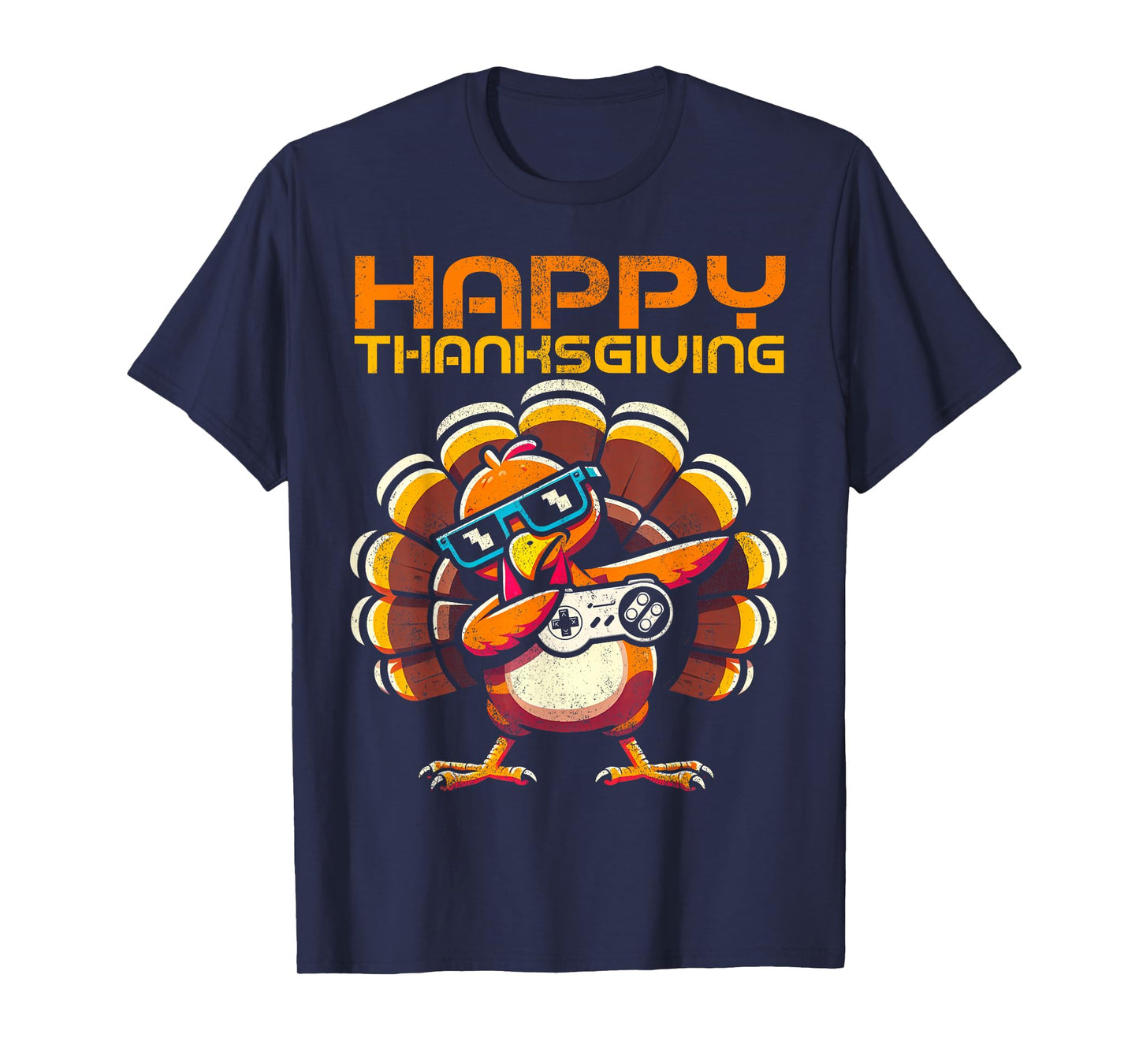 Happy Thanksgiving Dabbing Gamer Turkey Kids Boys Girls Men T-Shirt