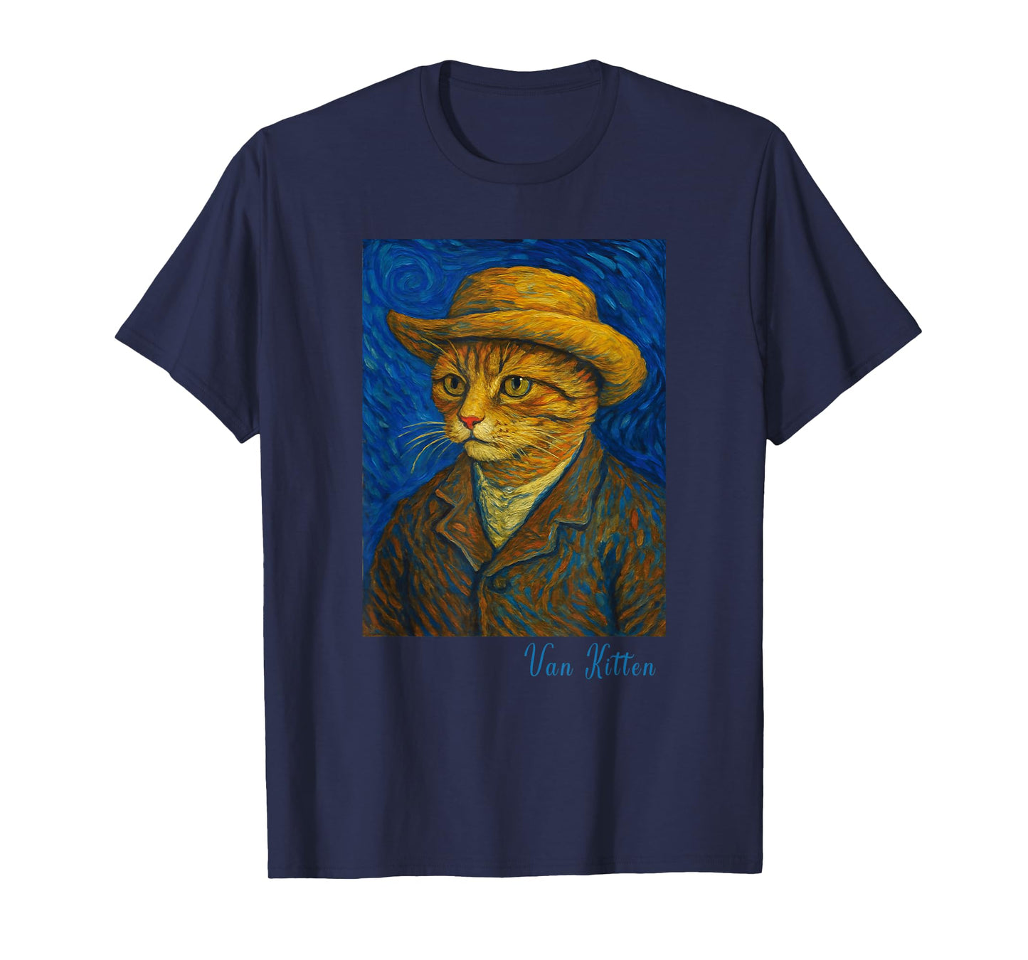 Van Gogh Cat Kitten Lover Self Portrait Artist Style T-Shirt