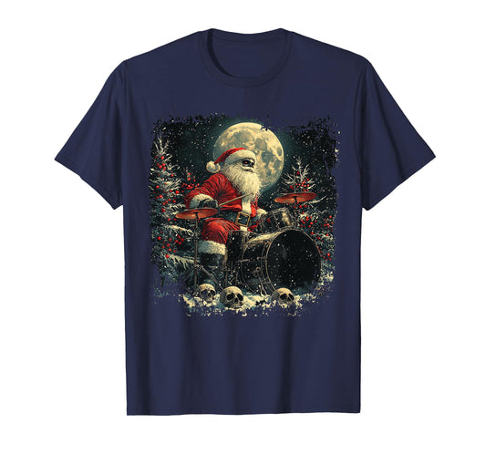 Retro Santa Drummer, Vintage Santa Drumming for Christmas T-Shirt