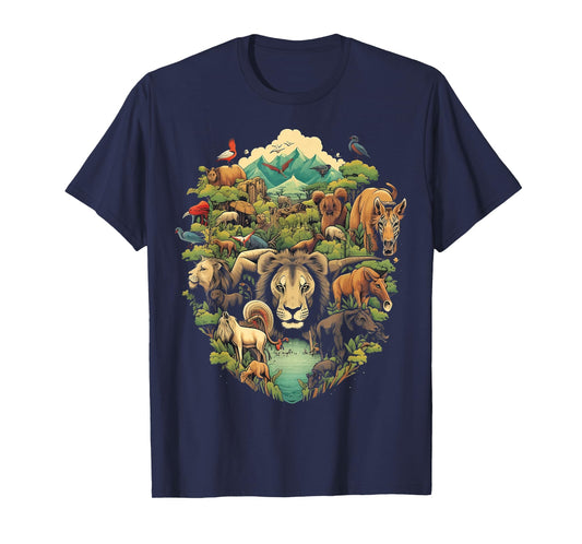 Animal Kingdom with a Variety of Animals in Their Natura T-Shirt