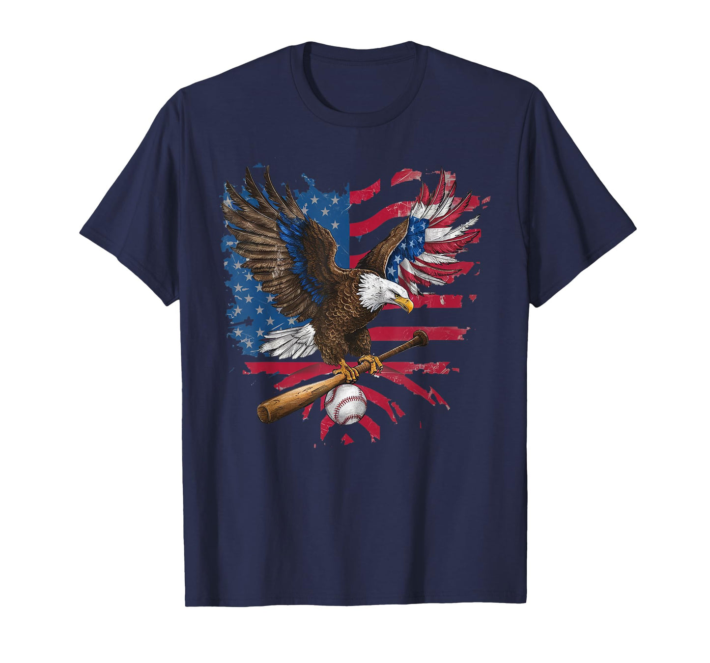American Flag Baseball Player Bat Fan Catcher Pitcher USA Women Kids Men T-Shirt