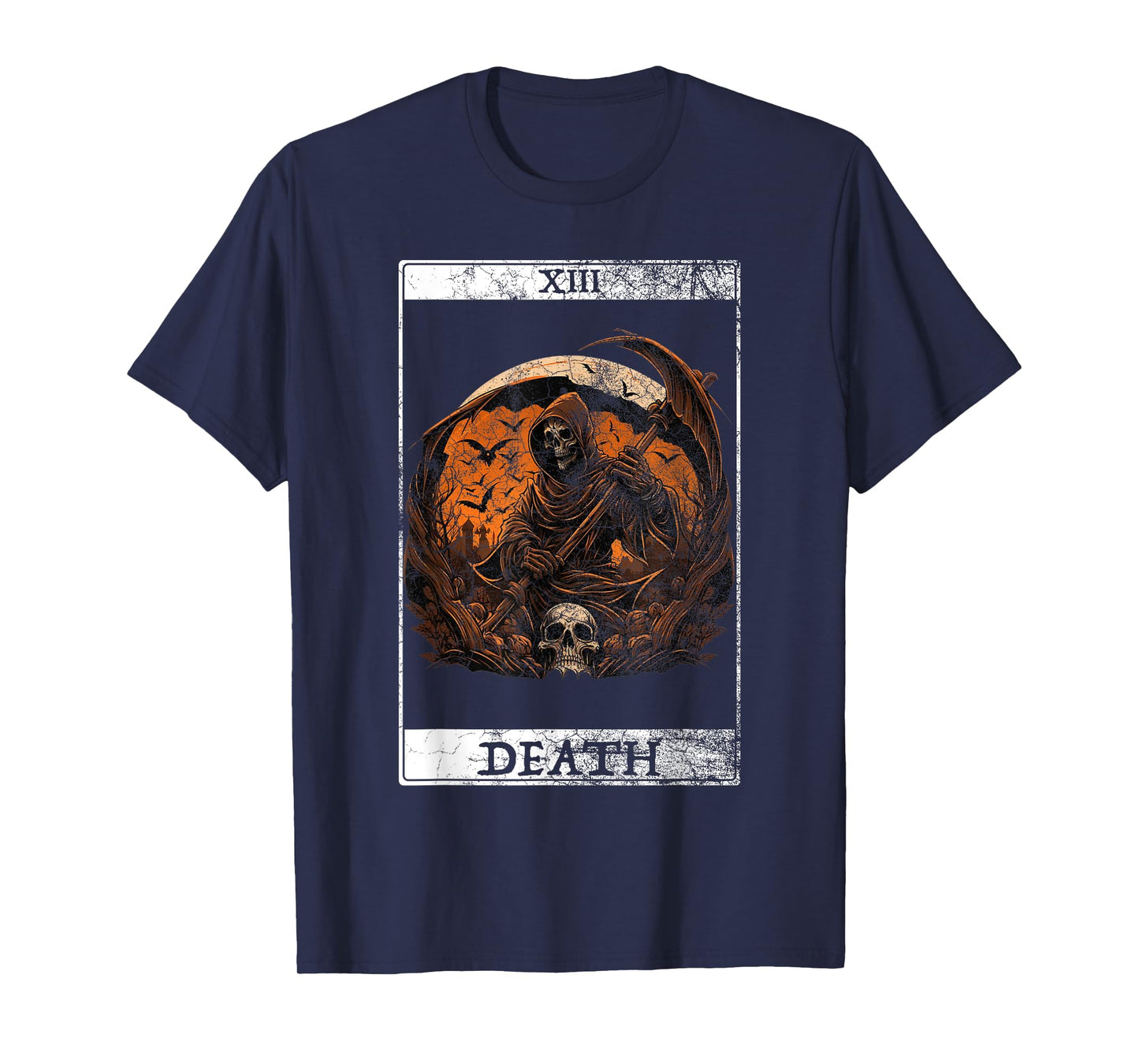 Vintage Death Tarot Card Grim Reaper Occult Satan Halloween T-Shirt
