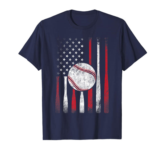 Vintage American Flag Baseball Team for Men Boys Girls Women T-Shirt