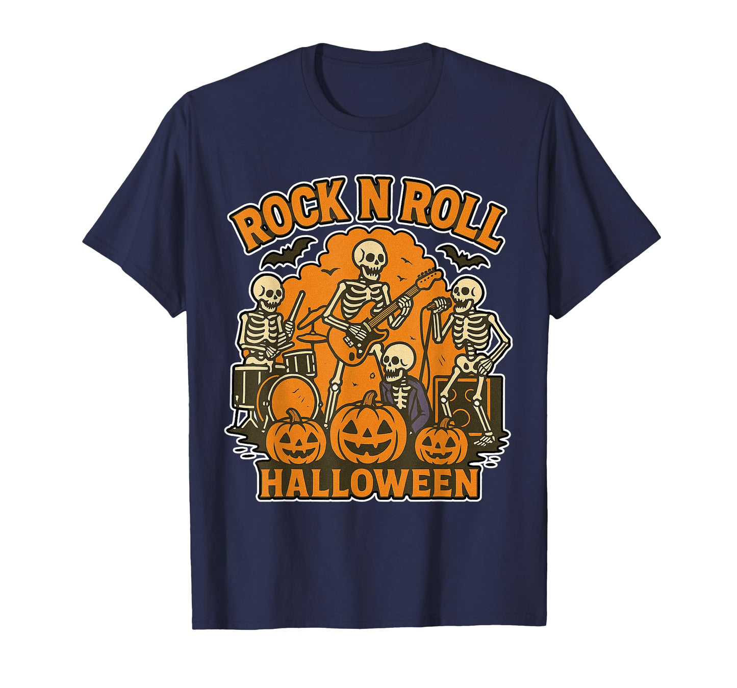 Halloween Rock N Roll Skeleton Band Music Costume 2025 T-Shirt