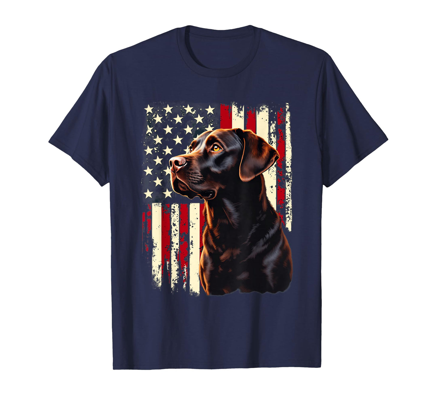 4th July American Flag Patriotic Chocolate Labrador Lover T-Shirt