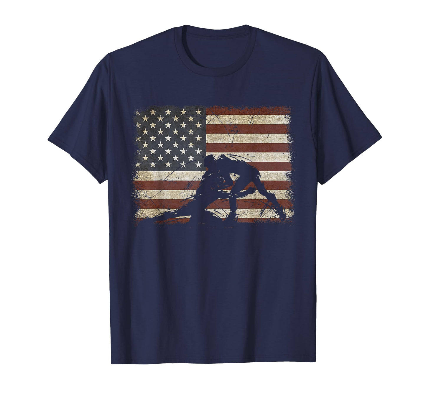 Retro American Wrestling US Flag Wrestling Wrestler Boy Mens T-Shirt