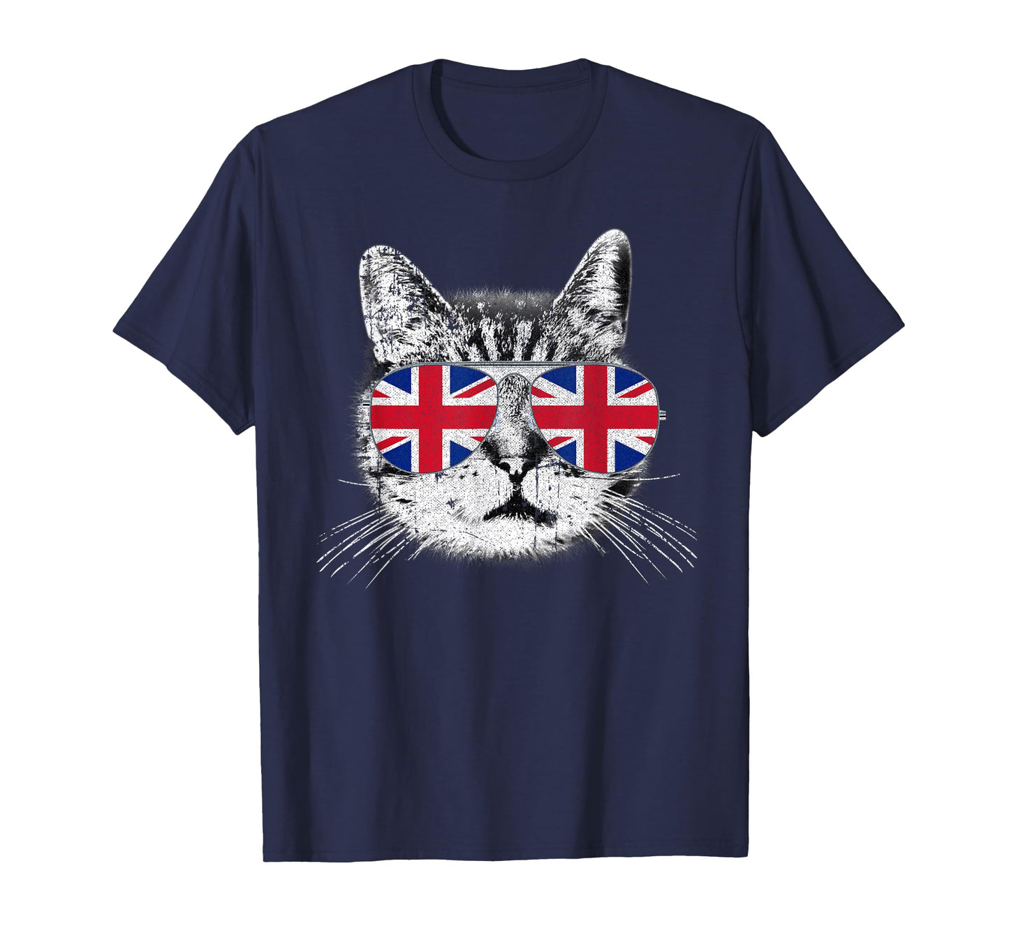 UK Union Jack British Flag England Cat Sunglasses Gift T-Shirt Small