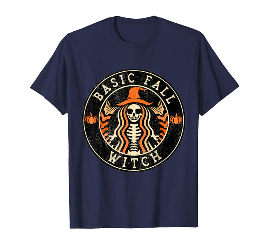 Basic Fall Witch Mermaid Witch Skeleton Halloween Shirt