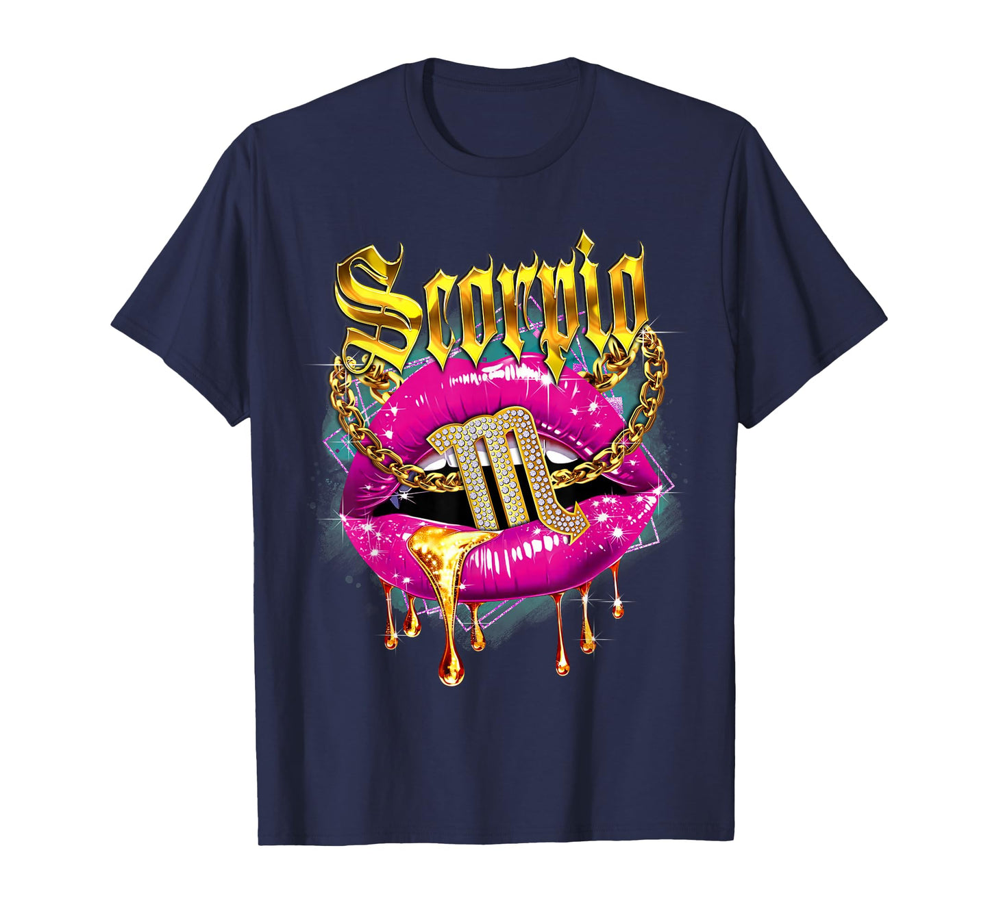 Scorpio Queens Birthday Pink Lips Afro Girls Scorpio Zodiac T-Shirt