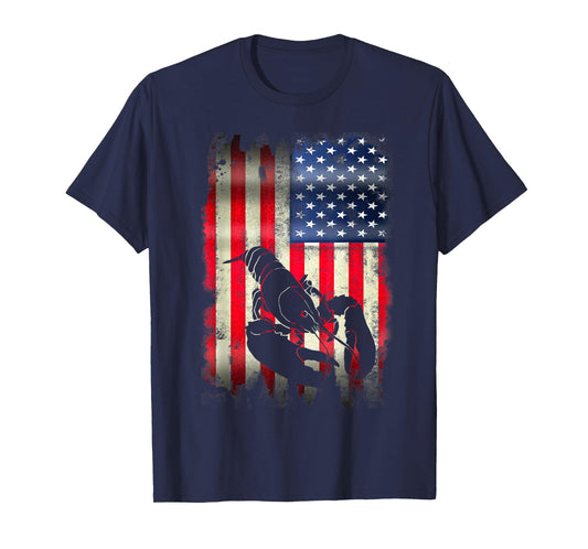 Lobster USA American Flag 4th of July Patriotic Merica T-Shirt