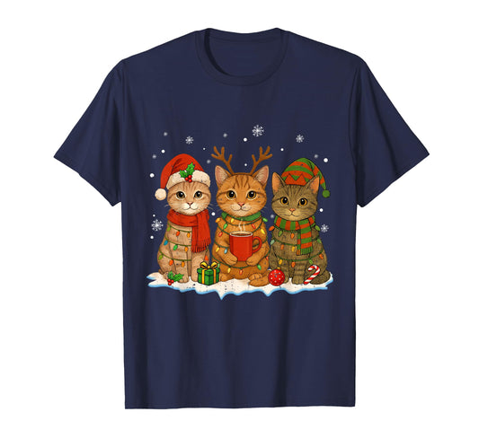 Christmas Cat Santa Reindeer Elf Cat Lover Kitten Xmas Pjs T-Shirt