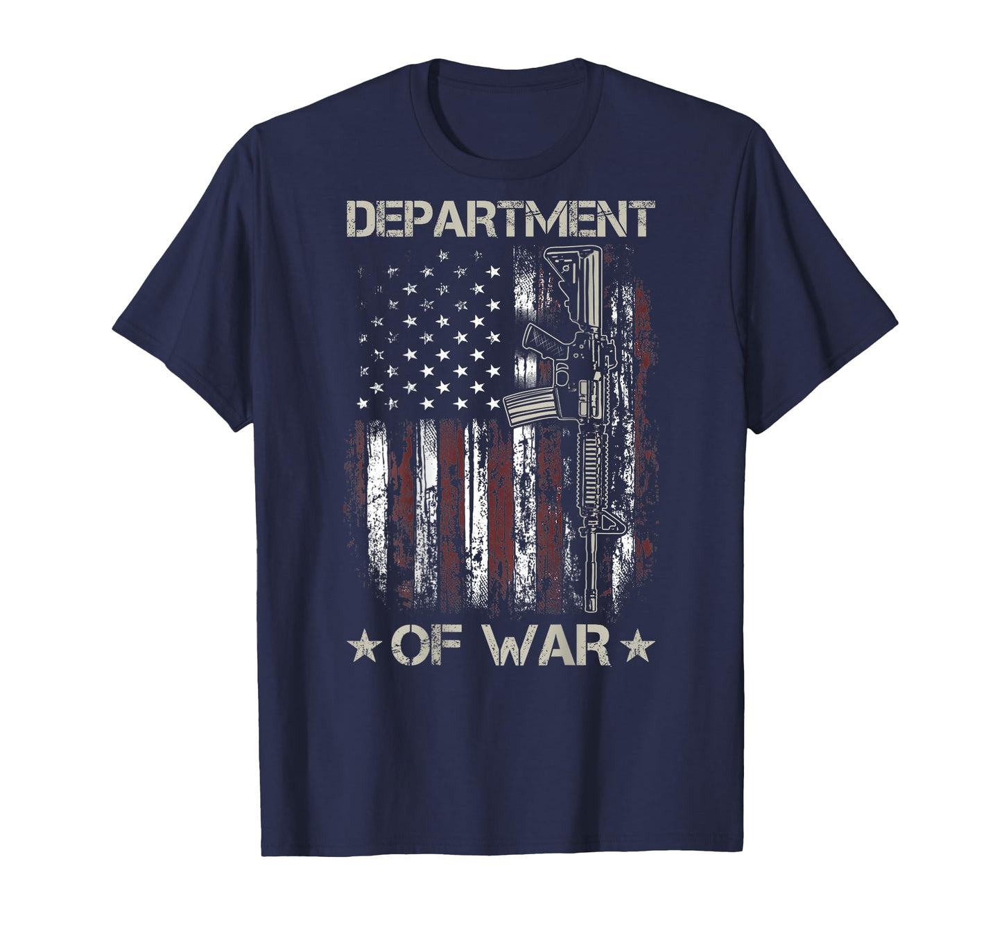 US Department of War USA American Flag Gun (ON Back) T-Shirt