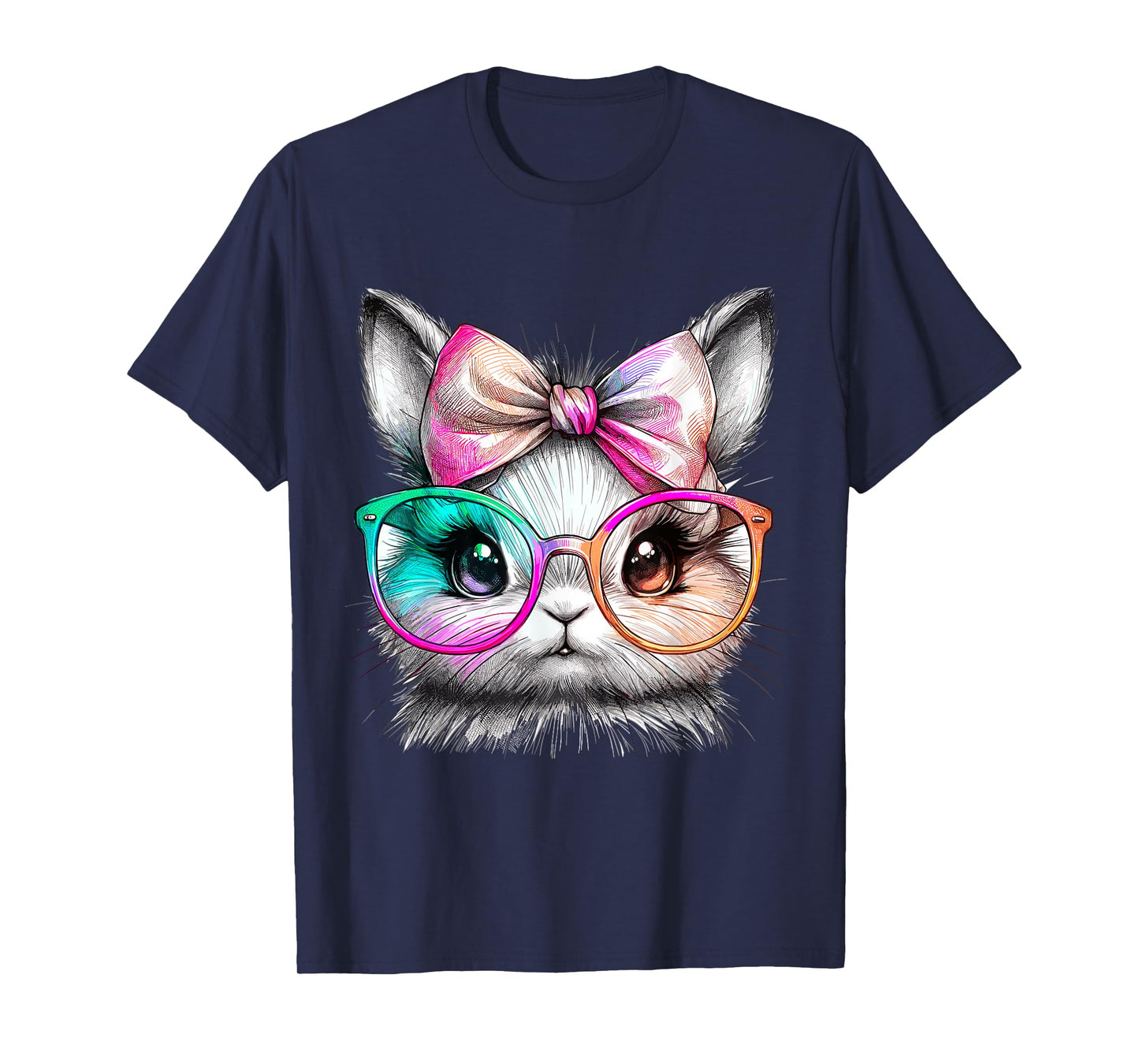 Cute Rabbit with Glasses Tie-Dye Easter Day Bunny T-Shirt