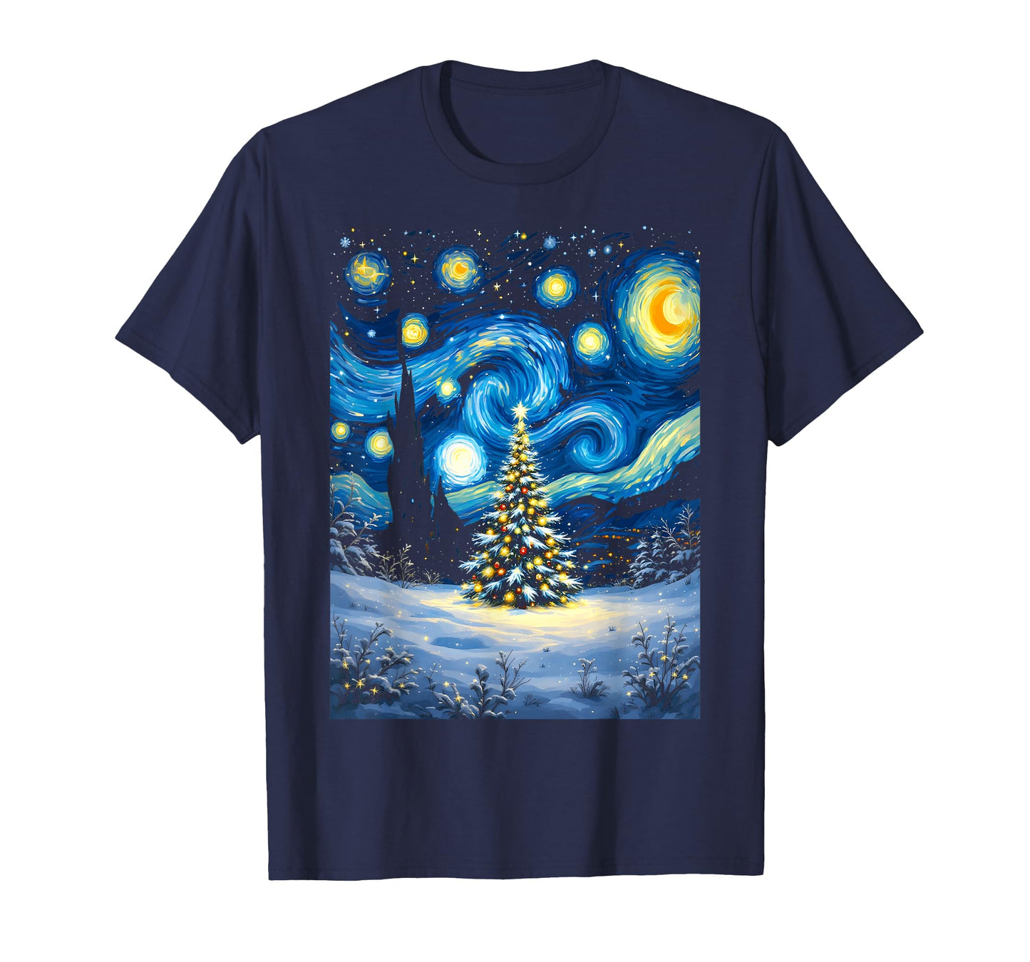 Christmas Tree Starry Night Van Gogh Winter Wonderland T-Shirt