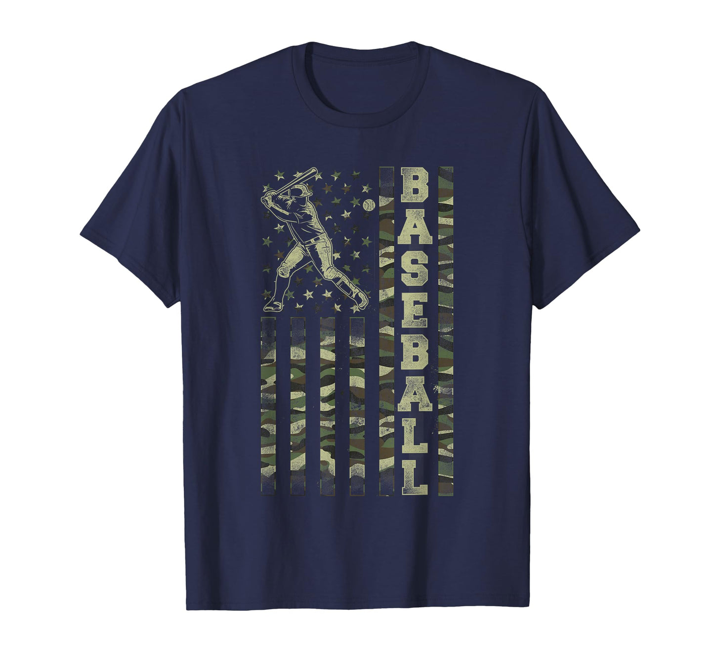Baseball Fan Usa American Flag Camo Camouflage T-Shirt