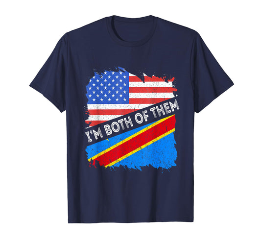 Republic Of Congo I'm Both Of Them USA America Congo Flag T-Shirt