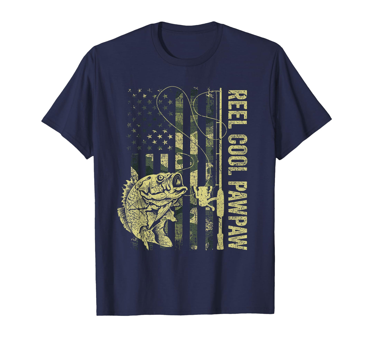 Reel Cool Pawpaw Camouflage American Flag Father's Day Gift T-Shirt for Men