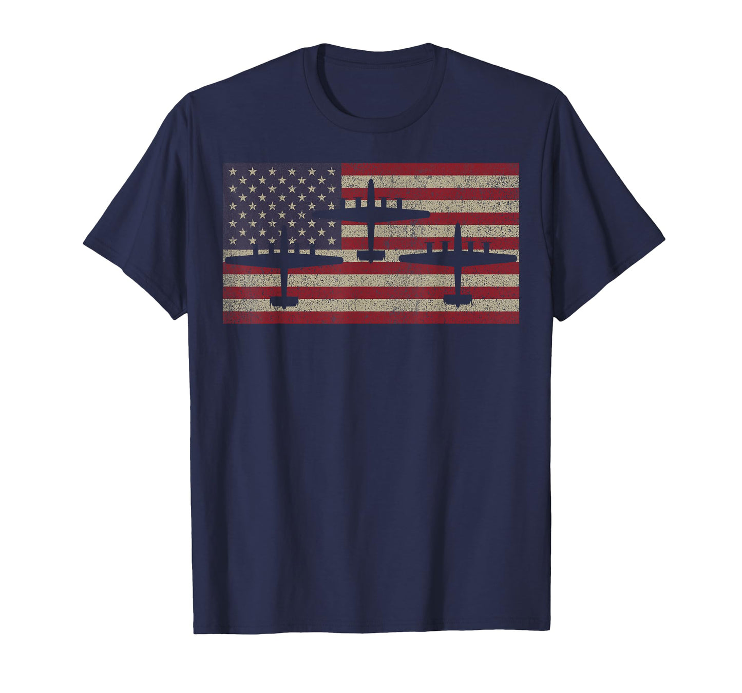 B-24 Liberator WW2 Bomber Plane USA American Flag Women Kids Men T-Shirt