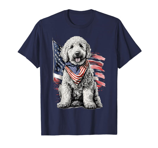 Goldendoodle 4th of July Patriotic Golden Doodle Dog T-Shirt