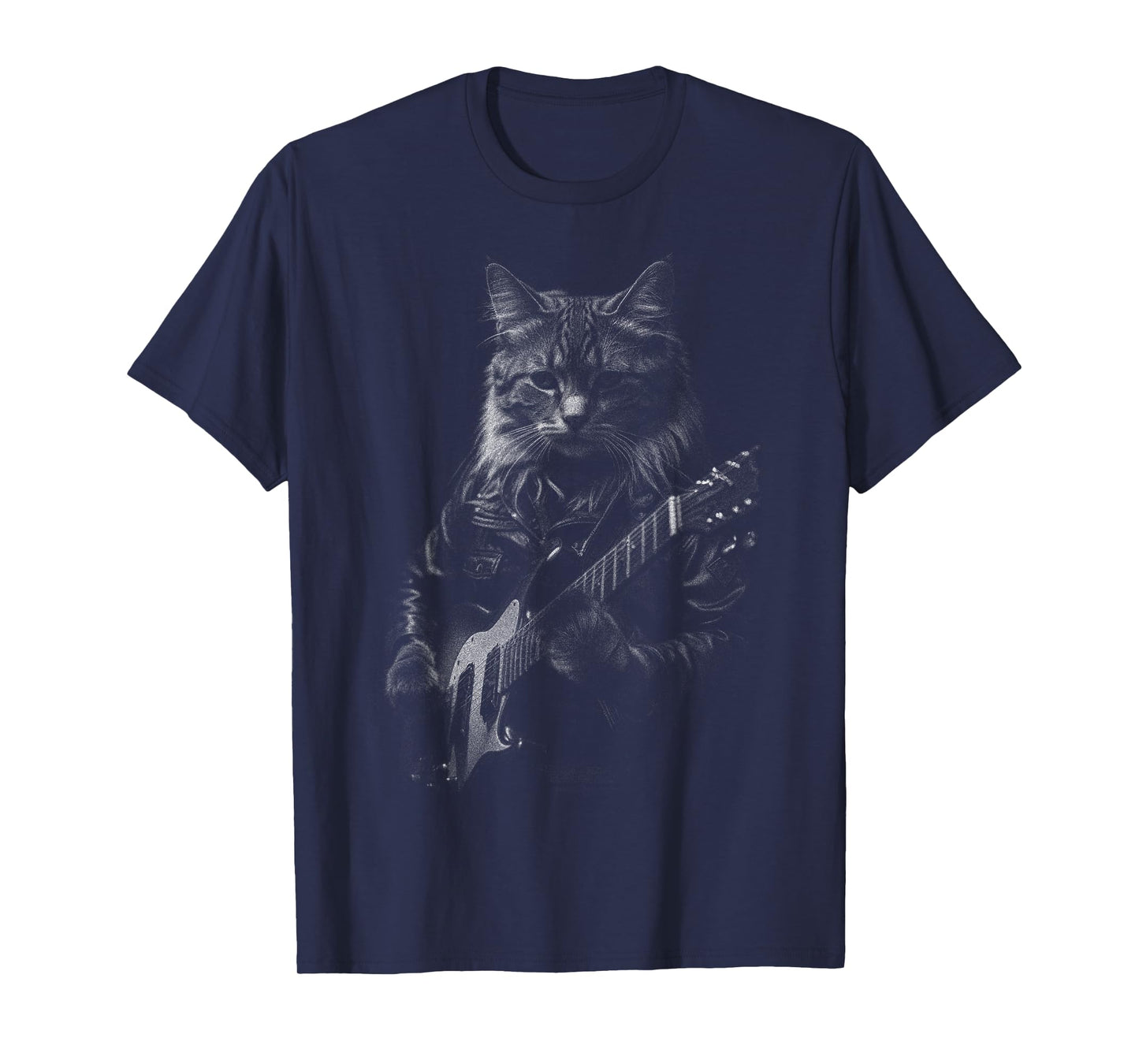 Rock Cat Playing Guitar - Funny Guitar Cat T-Shirt