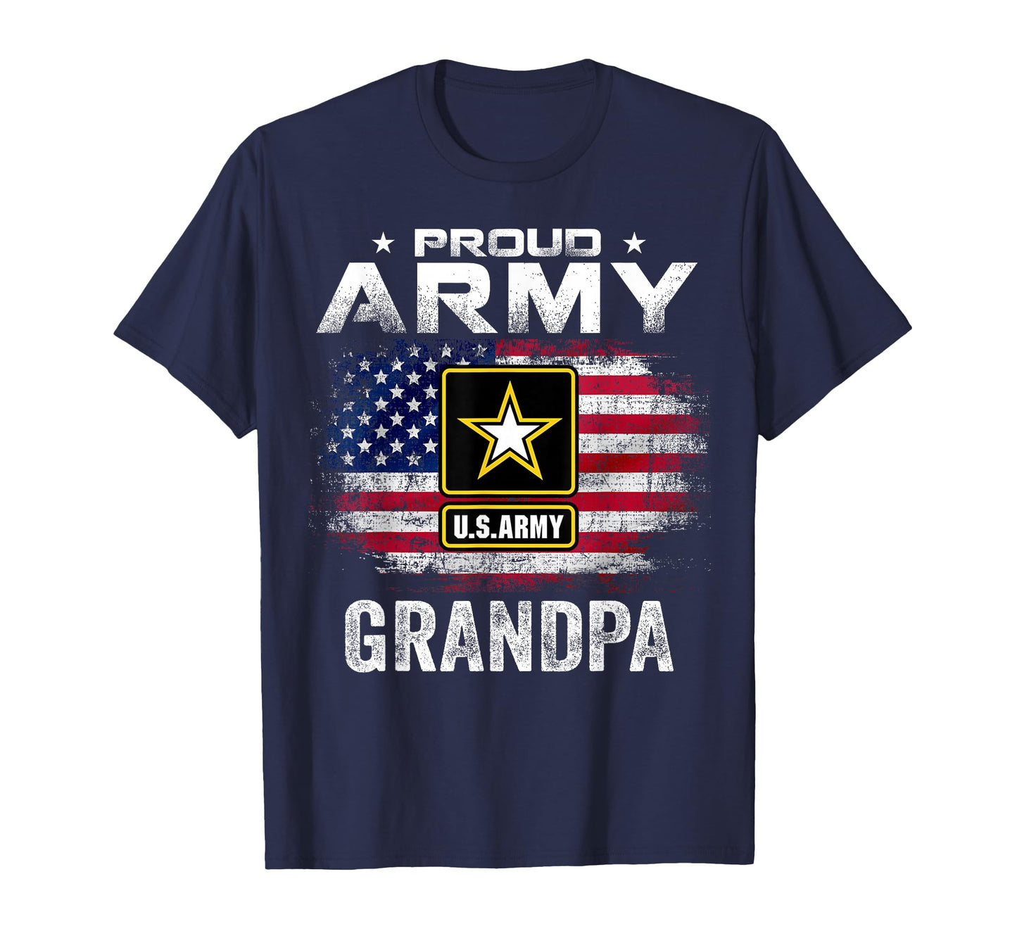 Proud Army Grandpa With American Flag For Veteran Gift T-Shirt