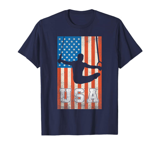 USA Gymnast Mens Gymnastics Team Athlete American Flag T-Shirt