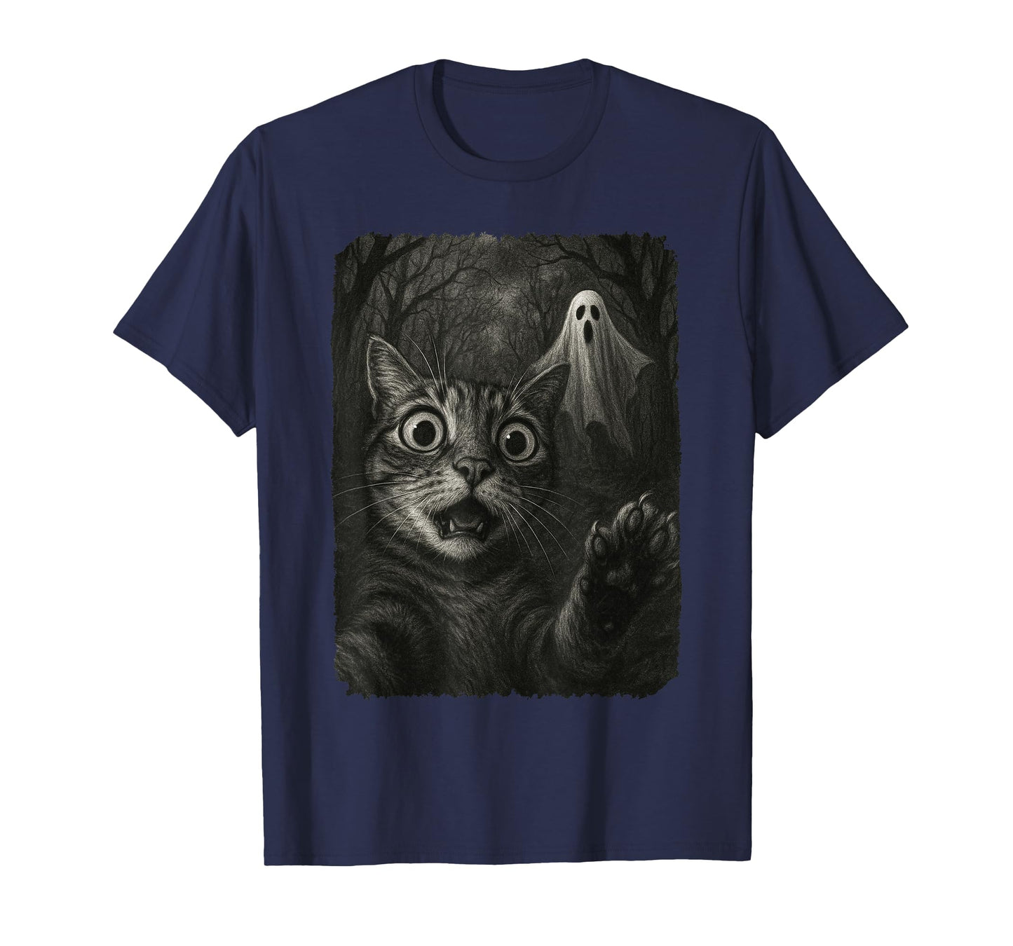 Funny Halloween Cat Selfie with Spooky Cat Ghost Lovers T-Shirt