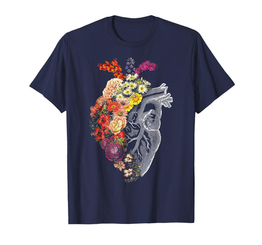 Anatomical Heart And Flowers Funny Nurse Gift For Graduation T-Shirt
