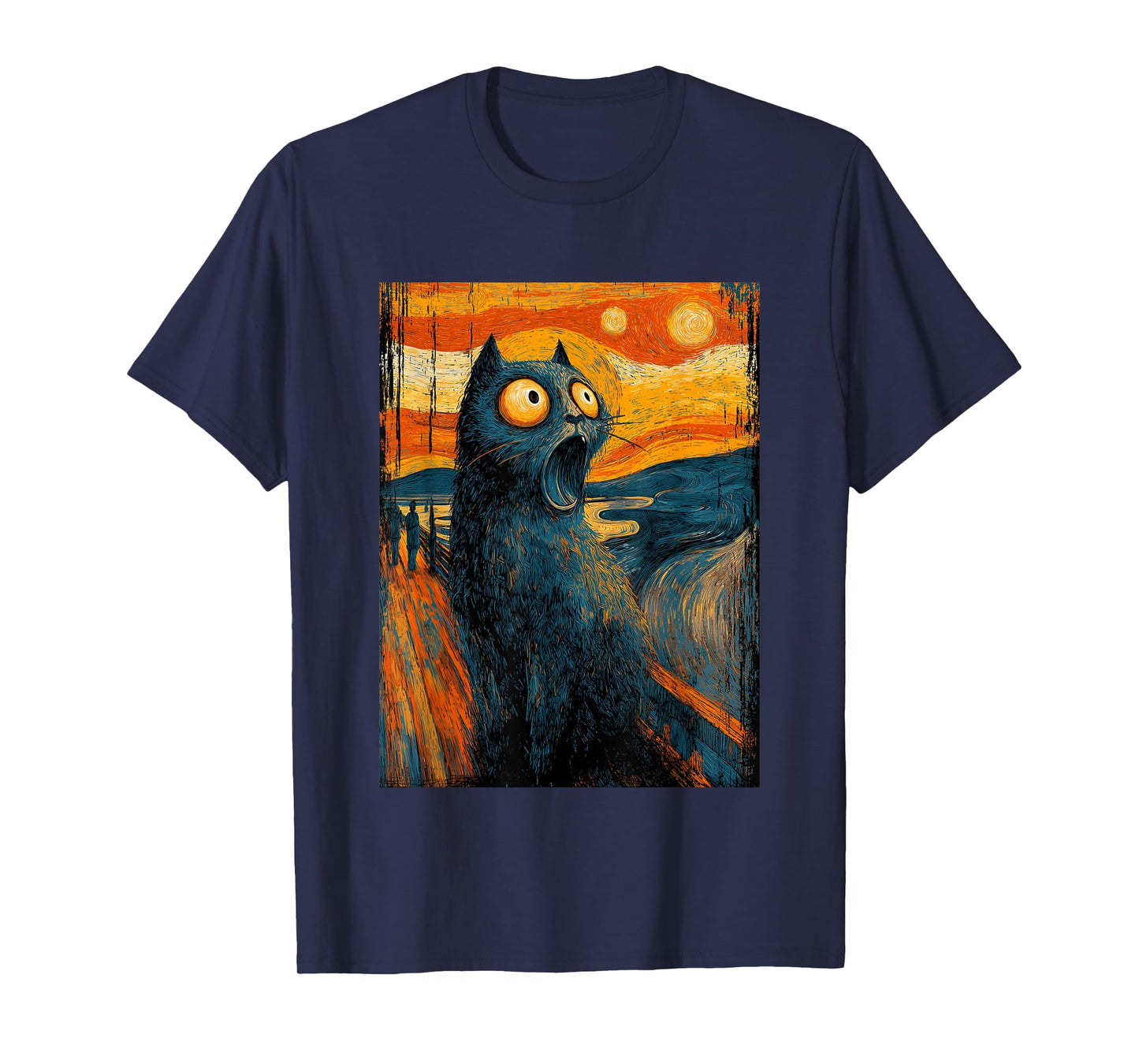The Scream Cat – Funny Van Gogh Art Style Design T-Shirt