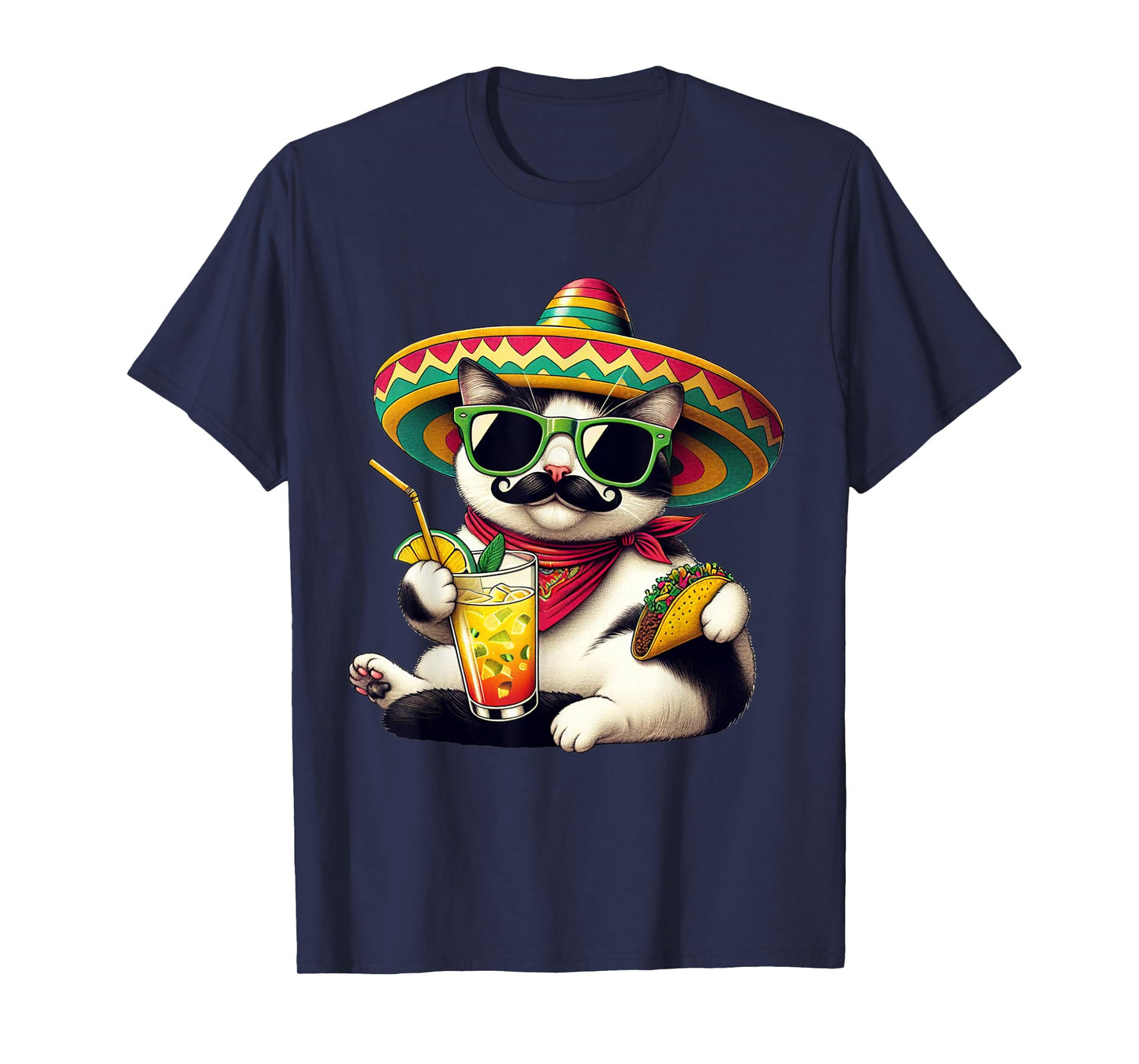 Funny Cinco De Mayo Cat Lovers Tacos Fiesta Humor Funny Meow T-Shirt