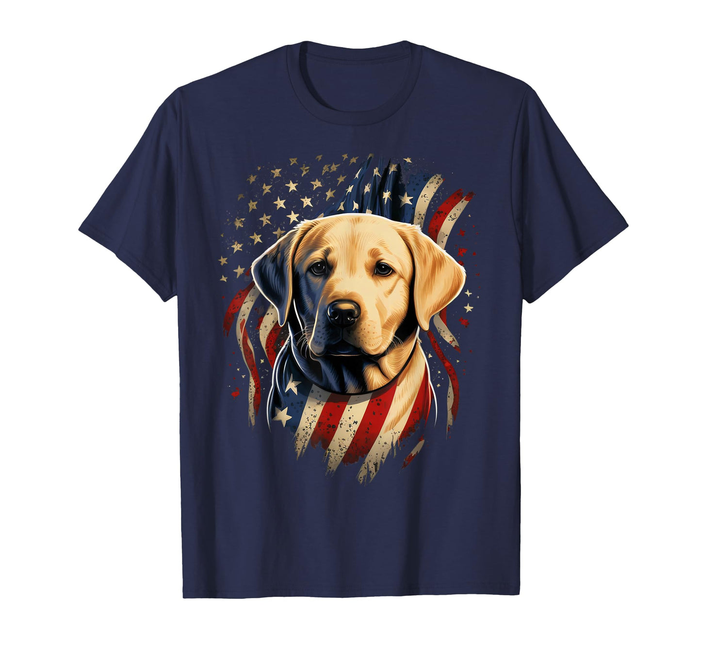 USA 4th of July Yellow Patriotic American Labrador Retriever T-Shirt