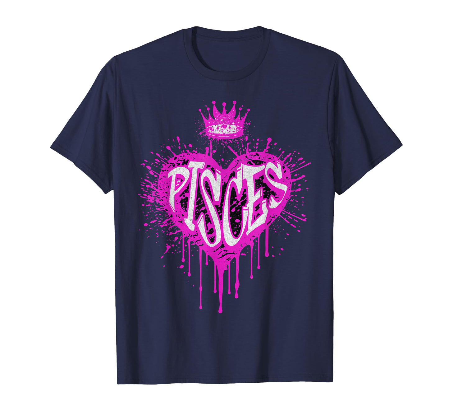 Pisces Graffiti Airbrush Heart Zodiac Sign Astrology Product T-Shirt
