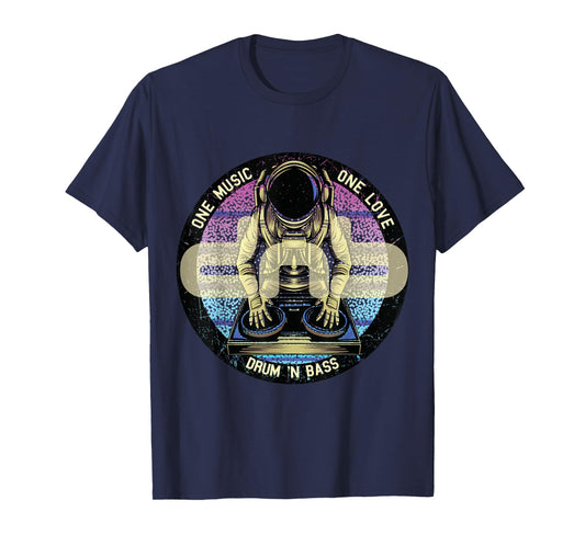 Drum and Bass DNB DJ Astronaut Space Electric Music T-Shirt