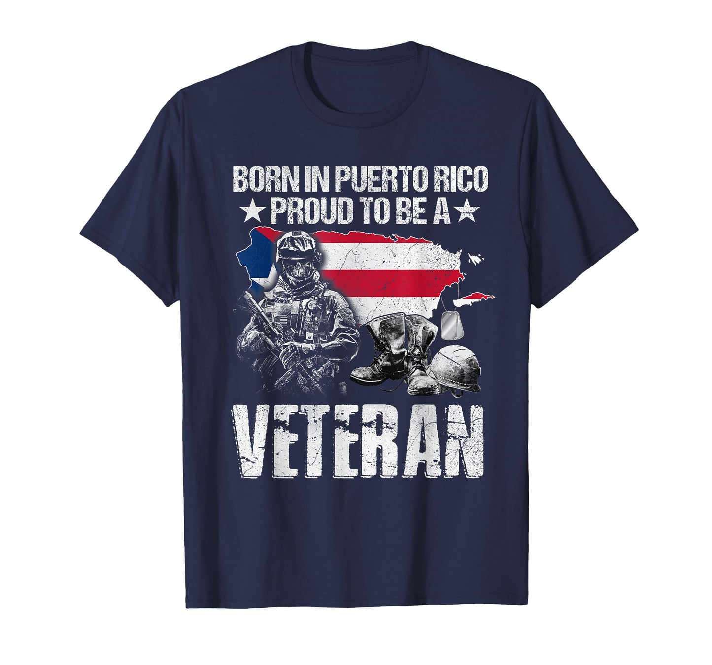 Born In Puerto Rico Proud To Be A Veteran Tshirt T-Shirt