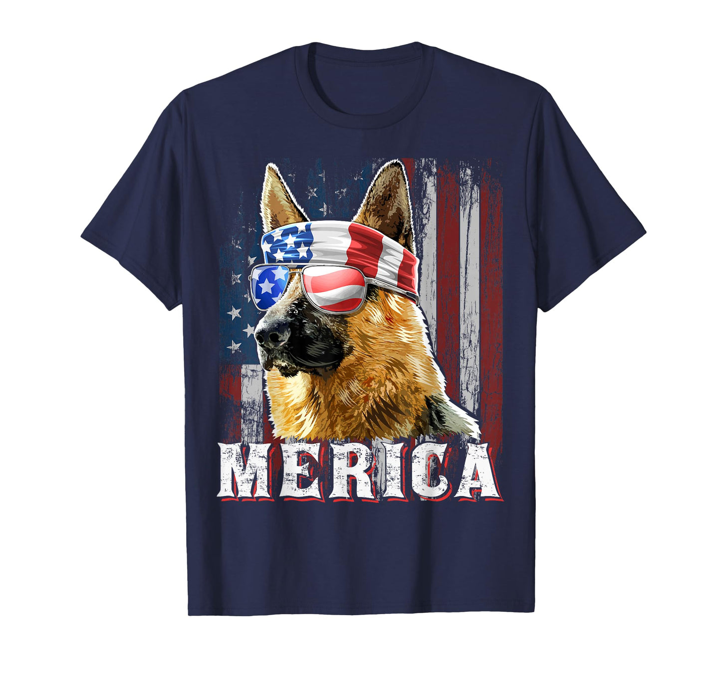 Merica German Shepherd Dog 4th of July American Flag Shirt T-Shirt