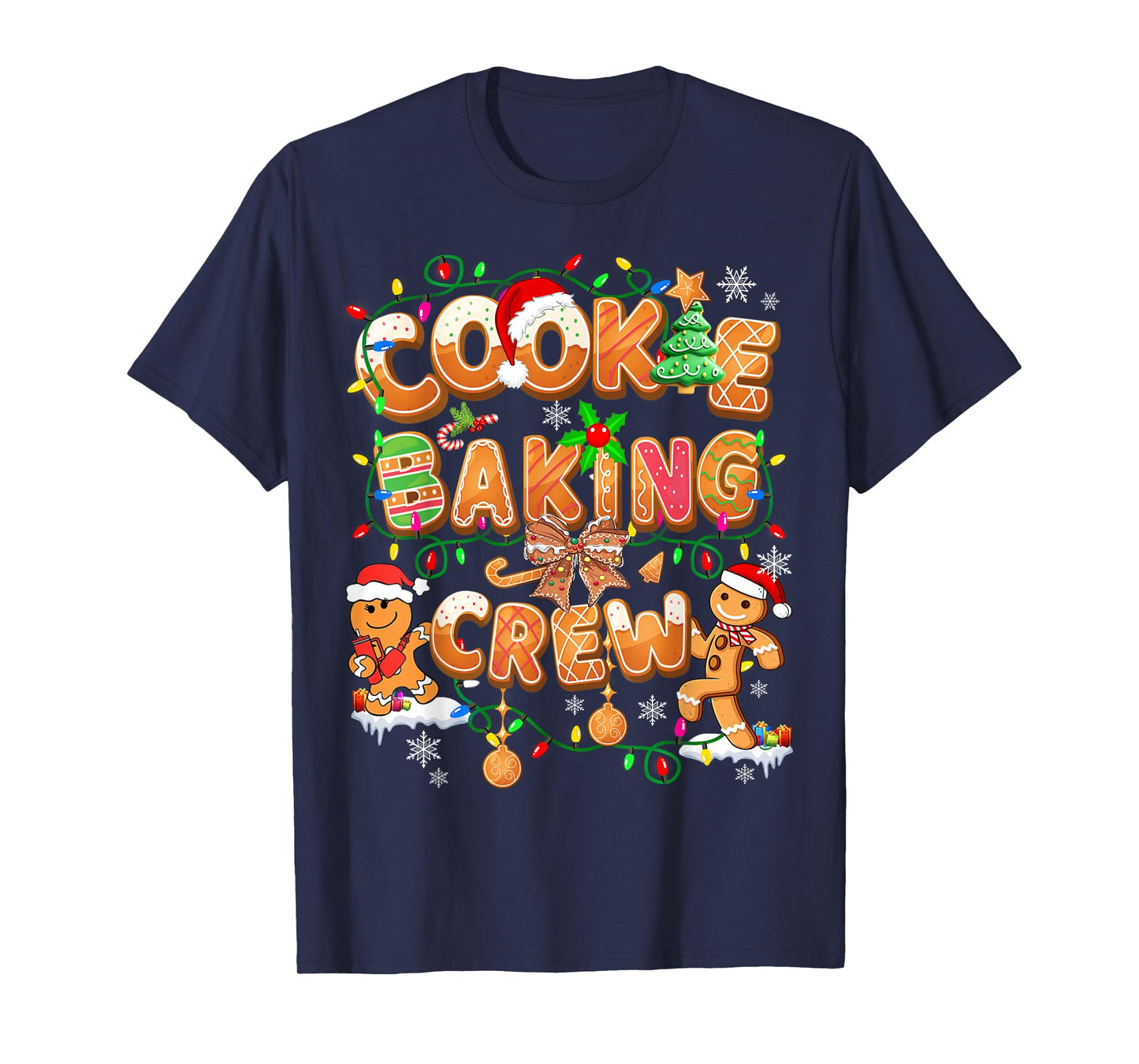 Cookie Baking Crew Gingerbread Cooking Lover Xmas Lights T-Shirt