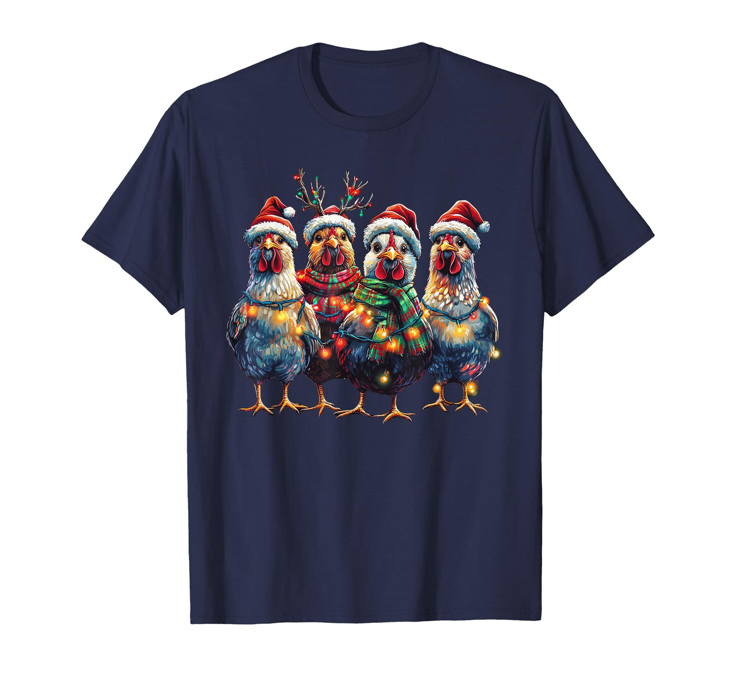 Chicken Christmas Lights Xmas T-Shirt