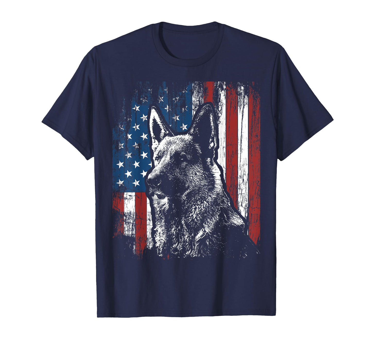 Patriotic German Shepherd American Flag Dog Gift Men Women T-Shirt