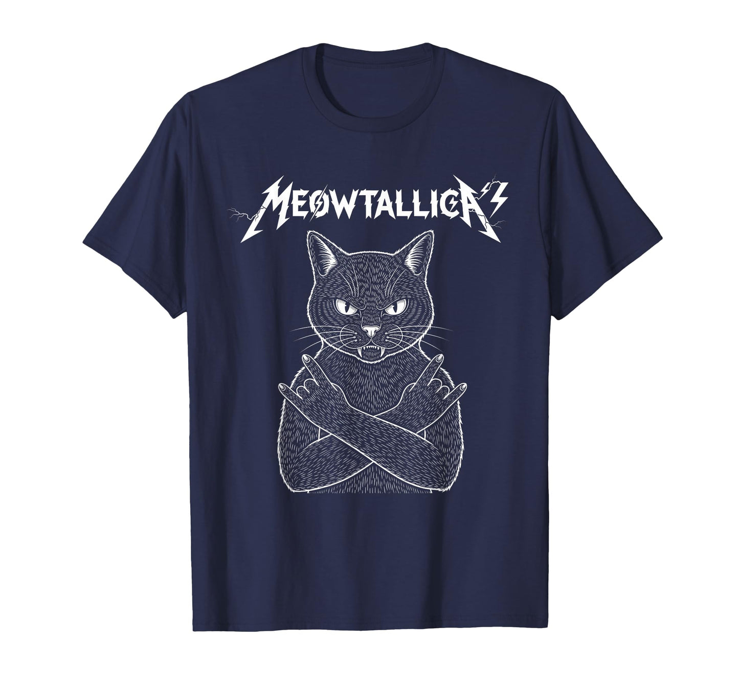 Meowtallica Cat Kitten Kitty Lover Thanksgiving Christmas T-Shirt