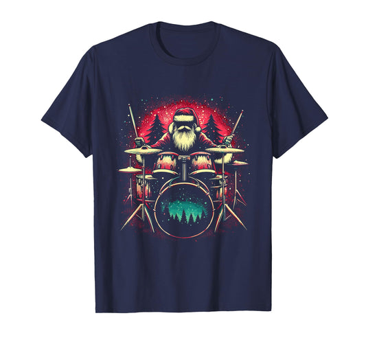 Santa Claus Drummer - Vintage Christmas Drum Set Drums Lover T-Shirt