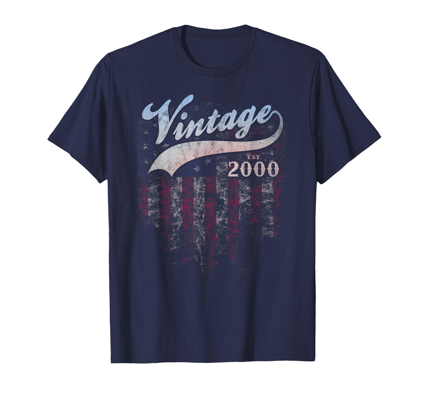 Vintage Made In 2000 American Flag 25th Birthday T-Shirt for Women Men
