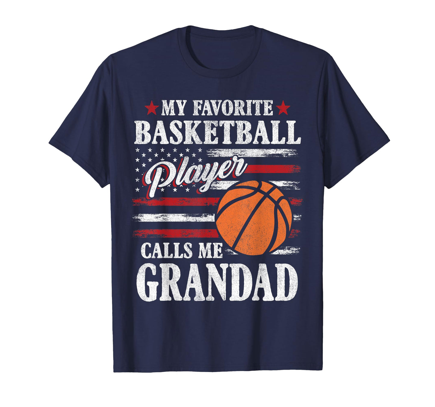 My Favorite Basketball Player Calls Me Grandad USA Flag T-Shirt