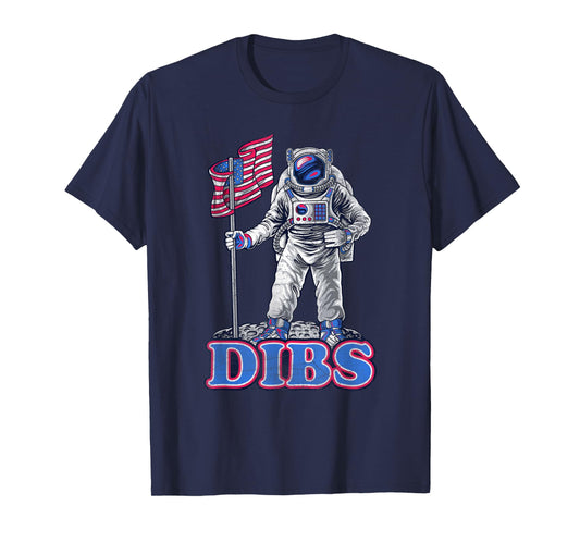 American Flag Astronaut Moon Dibs Red White Blue 4th of July T-Shirt for Women Kids Men