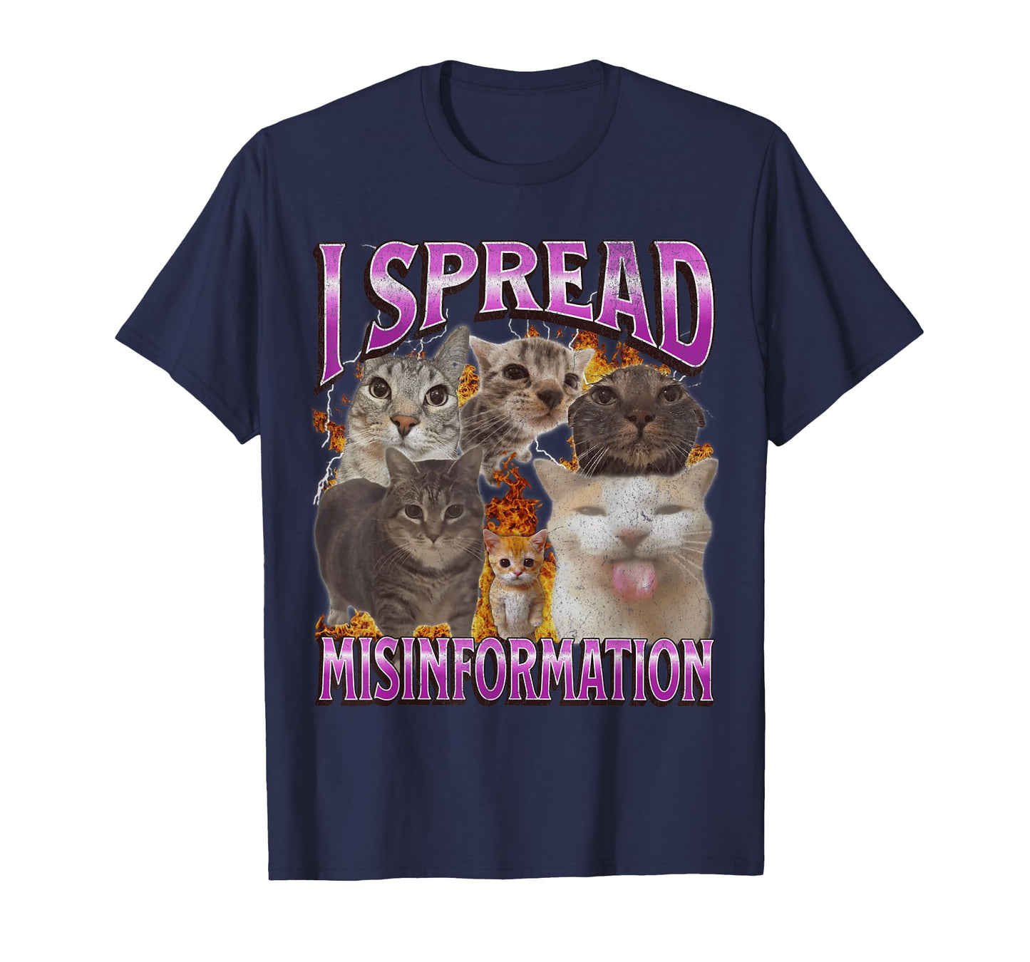 I Spread Misinformation Funny Cat Meme Bootleg Graphic Men Women T-Shirt